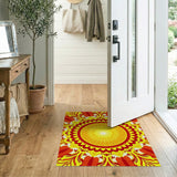Radiant Sun Mandala Area Rug in Fiery Yellow Red