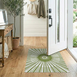 Radiant Green Sunburst Geometric Area Rug