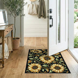 Yellow Golden Sunflowers Floral Area Rug