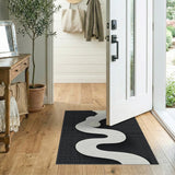 Abstract Wavy Serpent Area Rug Black White