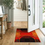Bold Red Geometric Modern Red Area Rug