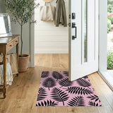 Pink Black Palm Leaf Area Rug