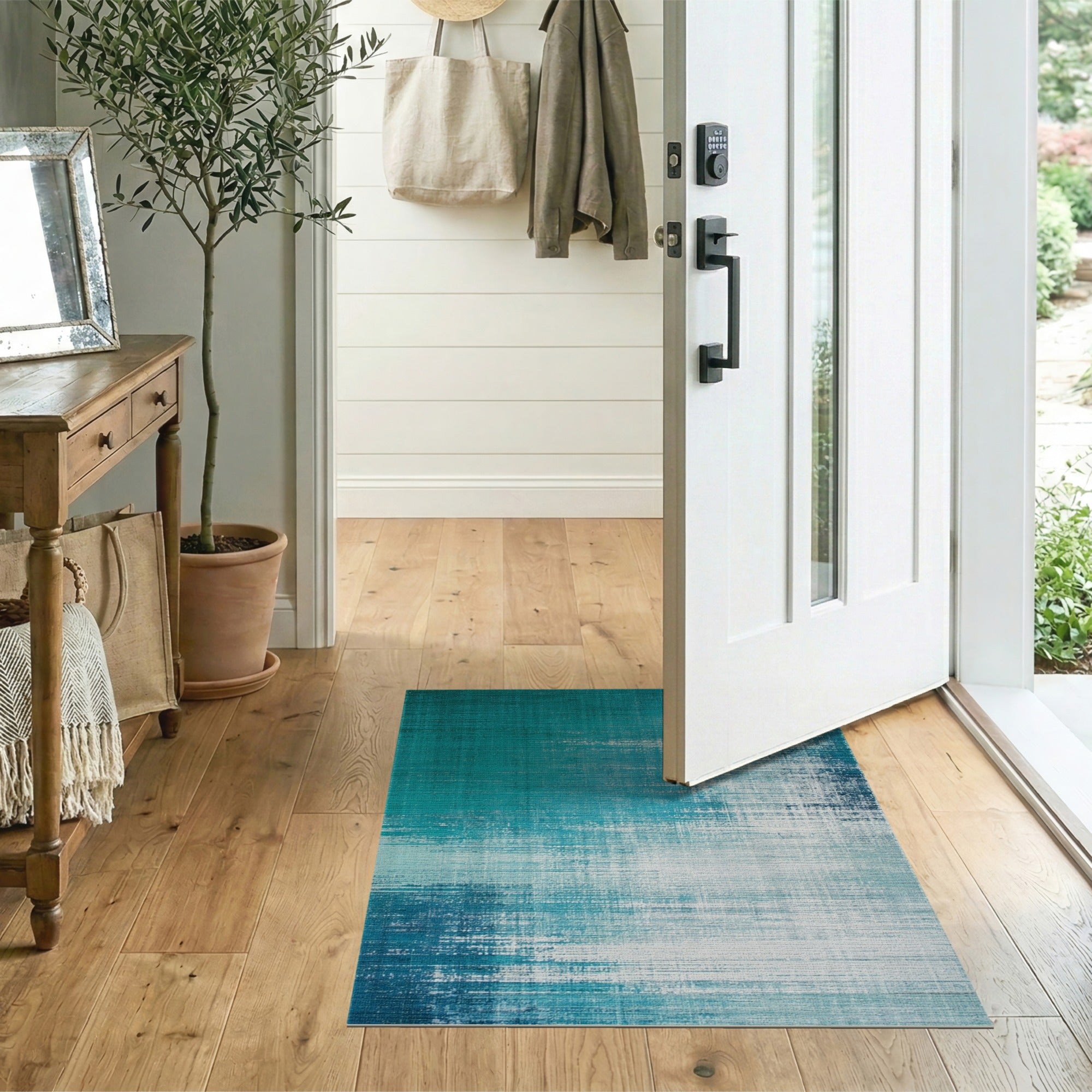 Teal Distressed Vintage Area Rug