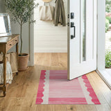 Ombre Pink Scalloped Edge Striped Area Rug
