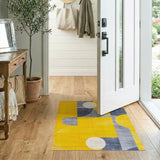 Bold Yellow Grey Geometric Abstract Area Rug