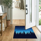 Starry Night Pine Forest Silhouette Area Rug