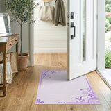 Whimsical Purple Floral Border Area Rug