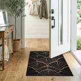 Black Gold Art Deco Fan Geometric Area Rug