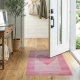 Pink Ombre Heart Geometric Area Rug