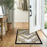 Gold Art Deco Lattice Geometric Rug