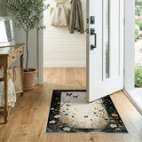 Framed Butterfly Floral Multi-Color Area Rug