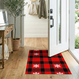 Red Black Buffalo Plaid Snowflake Area Rug