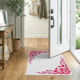 Bold Red Papercut Floral Border Area Rug