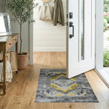 Distressed Grey Mustard Yellow Southwestern Rug