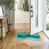 ODIKA Abstract Coastal Sunset Washable Low Pile Area Rug
