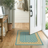 Teal Persian Daisy Lattice Area Rug