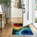 Multi-color and Patterns Vibrant Concentric Circles Multi-Color Area Rug
