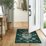Floral Vintage Green Emerald Green Floral Vintage Area Rug