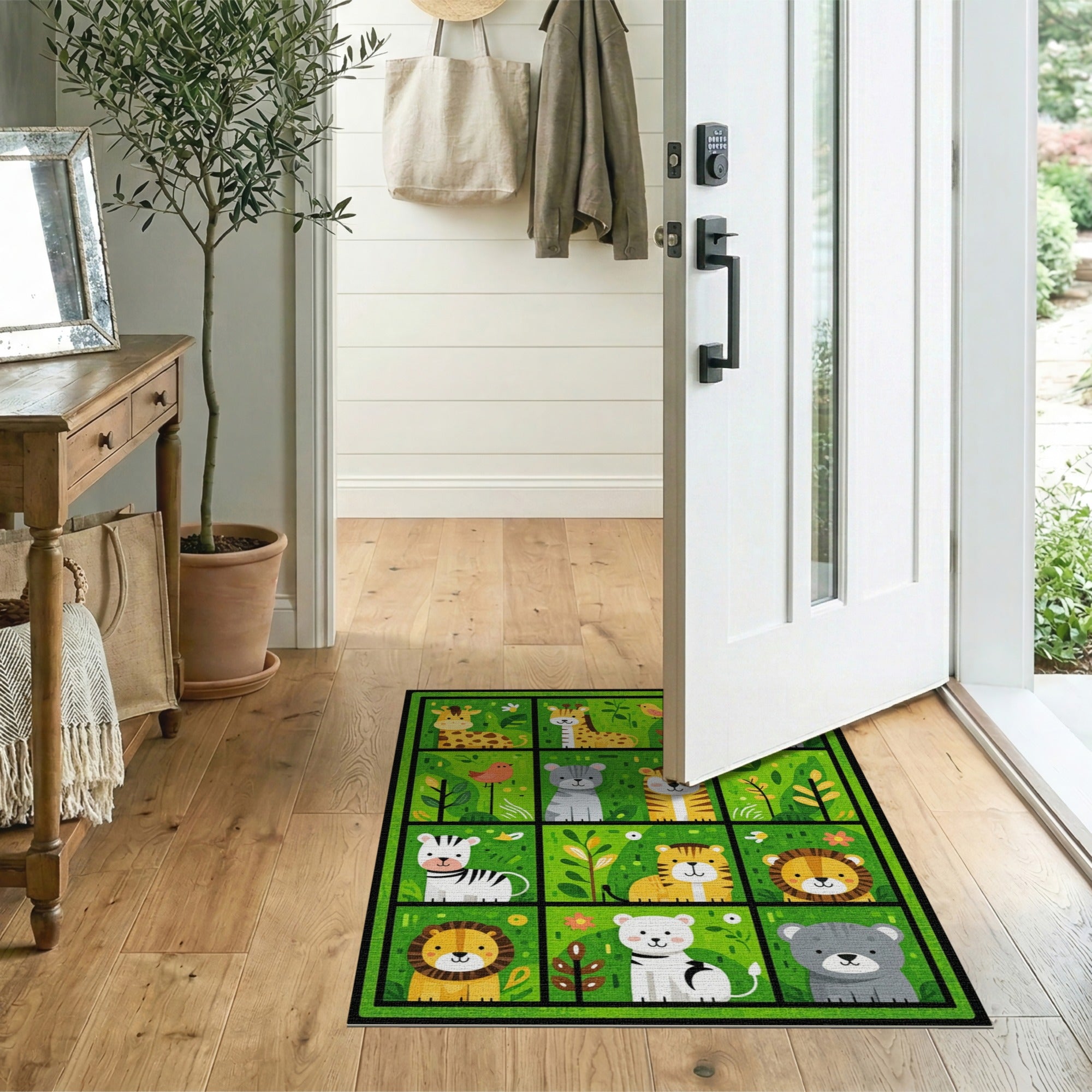 Cute Cartoon Jungle Animals Area Rug