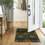 Rainbow Compass Star Washable Area Rug