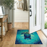 Majestic Sea Turtle Teal Area Rug