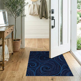 Blue and Teal Deep Blue Swirl Abstract Area Rug
