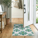 Emerald Green Acanthus Leaf Damask Rug