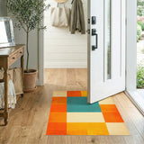 Color Block Geometric Teal and Orange Area Rug