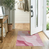 Wavy Abstract Area Rug in Blush Pink Coral