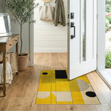 Vibrant Yellow Geometric Grid Area Rug