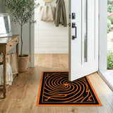 Hypnotic Orange Swirl Geometric Area Rug