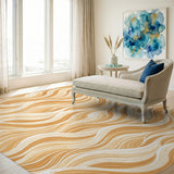 Orange Coastal Waves Washable Area Rug