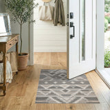Grey Grey Geometric Diamond Southwestern Rug