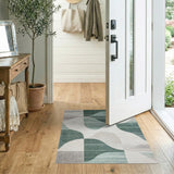 Abstract Teal Green Geometric Area Rug