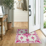 Pink Pink Ornate Floral Vintage Area Rug