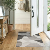 Abstract Area Abstract Black White Wave Area Rug