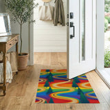 Rainbow Swirl Pine Tree Area Rug