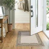 Ornate Beige Border Area Rug