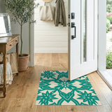 Geometric Modern Blue and Teal Teal Starburst Geometric Area Rug