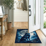 Howling Wolf at Full Moon Night Sky Area Rug