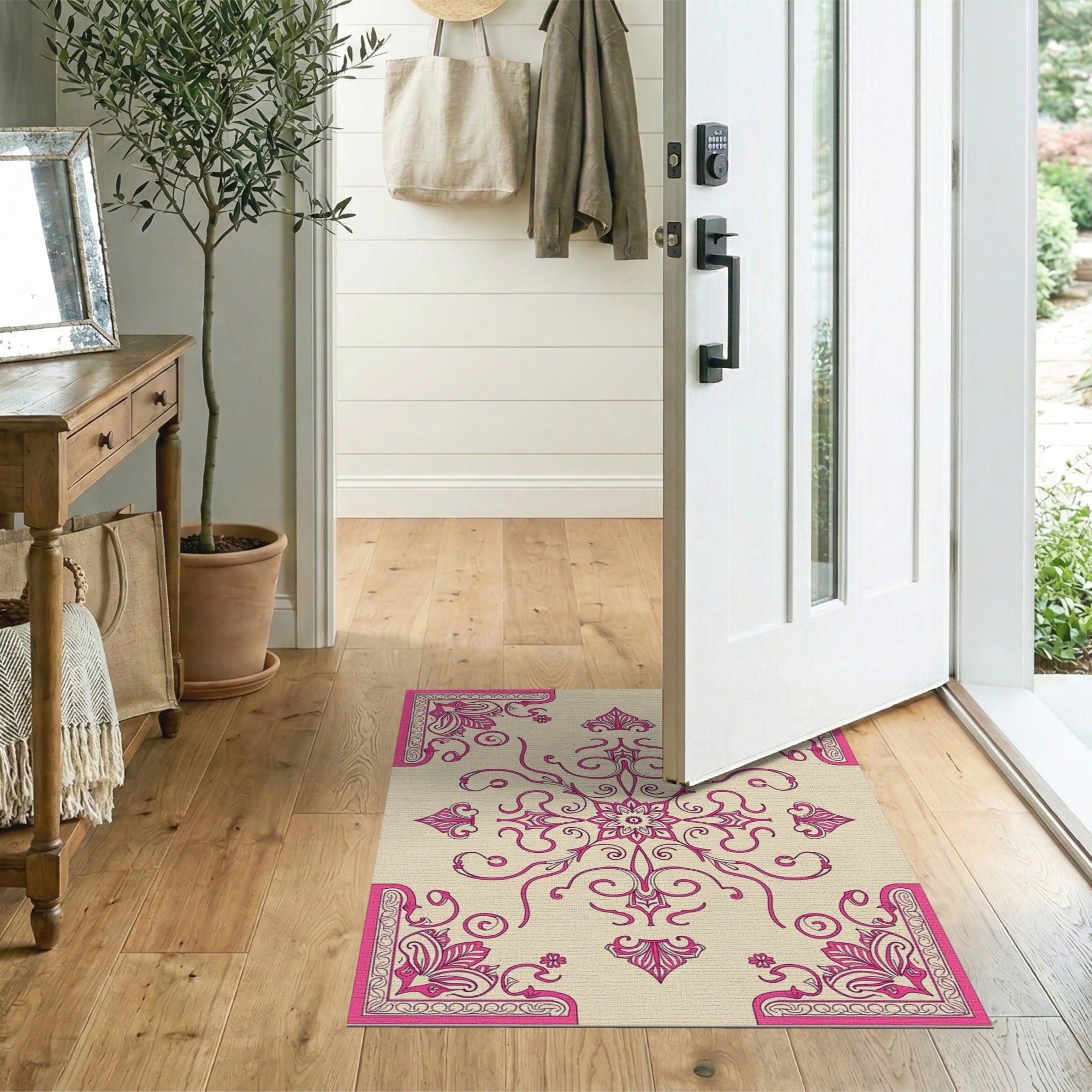 Floral Vintage Pink Ornate Pink Floral Medallion Area Rug
