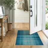 Teal Grid Geometric Blue and Teal Area Rug