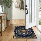 Traditional Persian Multi-color and Patterns Navy Blue Traditional Persian Floral Area Rug