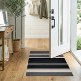 Geometric Modern Striped Black White Striped Woven Area Rug