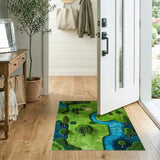 Lush Green Forest River Area Rug