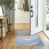 Ethereal Blue Swirl Abstract Area Rug