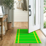 Vibrant Green Grid Area Rug with Yellow Borders