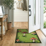 Whimsical Toadstool Meadow Green Area Rug