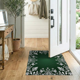 Elegant Green Floral Border Area Rug