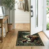 Grizzly Mother Bear and Cub Forest Lake Rug